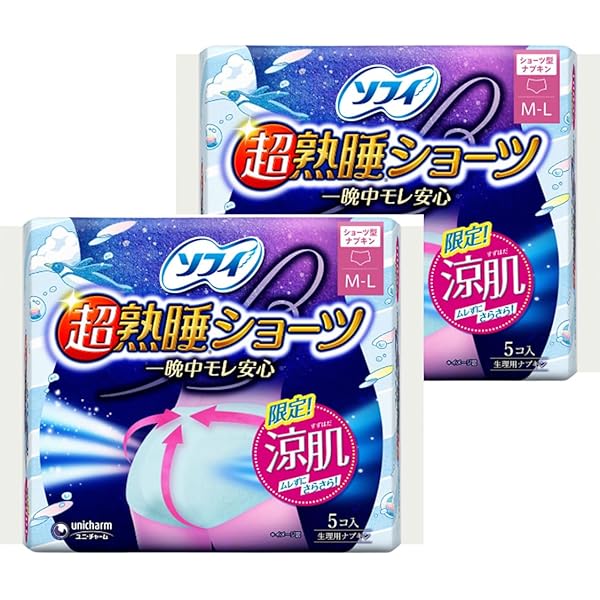 ソフィ 超熟睡ショーツ M-L 夏限定　涼肌5枚入✖24袋　合計120枚 Amazon | ユニ・チャーム ソフィ 超熟睡ショーツ 涼肌 M-L 5枚